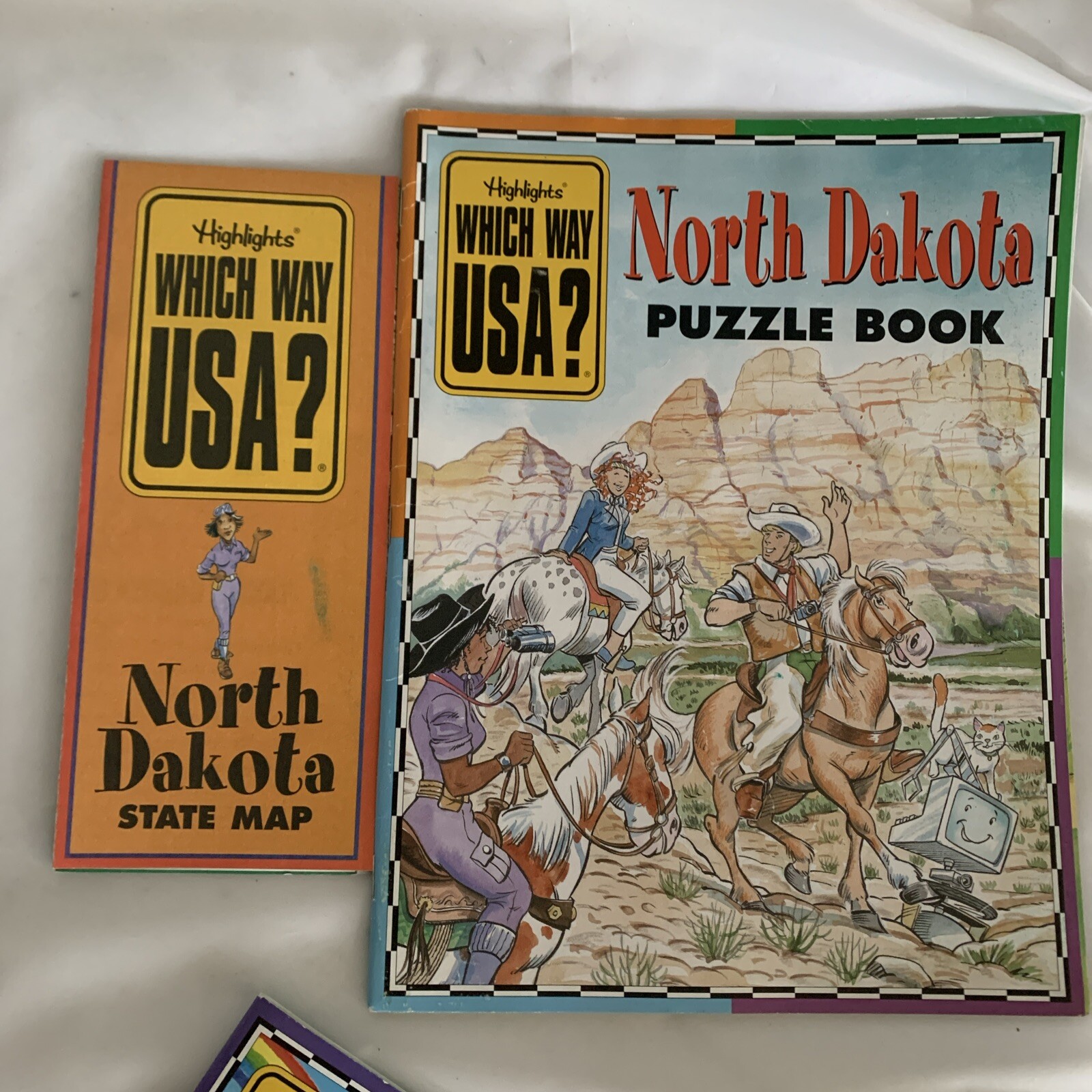 Highlights Which Way USA? State Puzzle Activity Book & Map Lot of 8 Home School