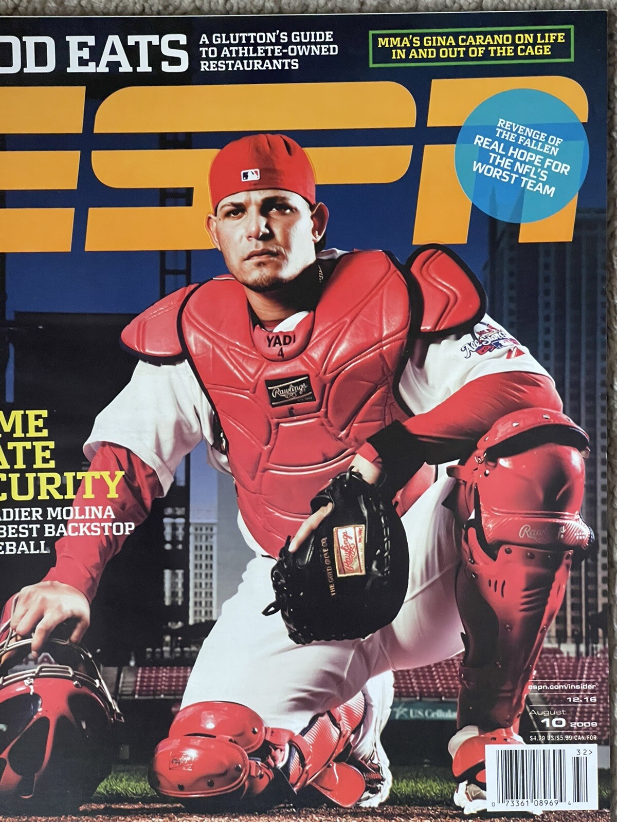 YADIER MOLINA 2009 ESPN MAGAZINE ST. LOUIS CARDINALS MLB BASEBALL-NO LABEL