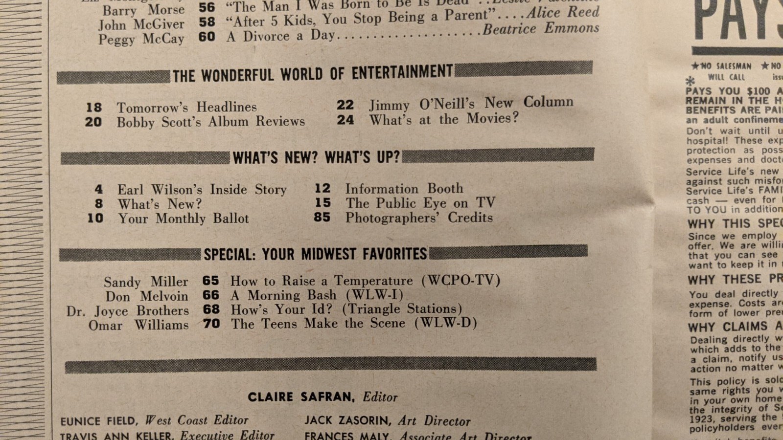 Vintage TV RADIO MIRROR Magazine, April 1965, Good Condition, 92 Pages, Jackie K