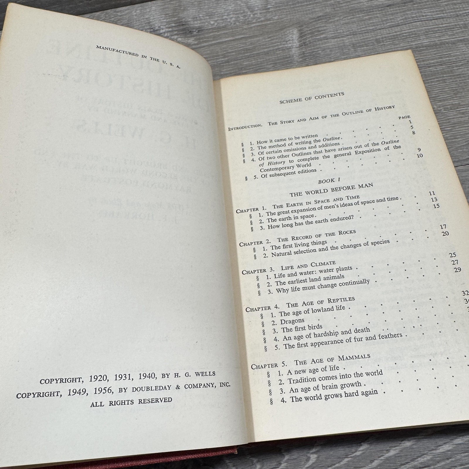 Vintage The Outline Of History H G Wells R Postgate Garden City Red HC USA 1956