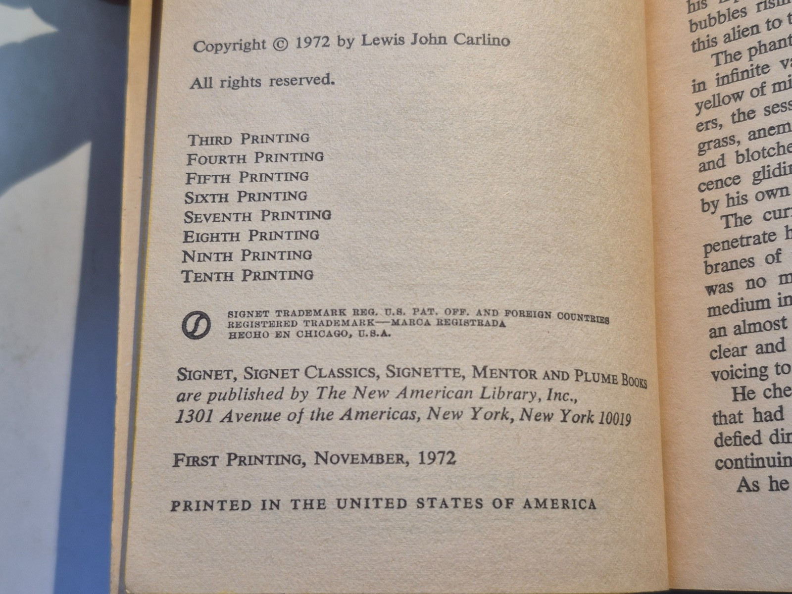 The Mechanic: Lewis John Carlino. Signet Book 10th Printing (1972, Mass Market)