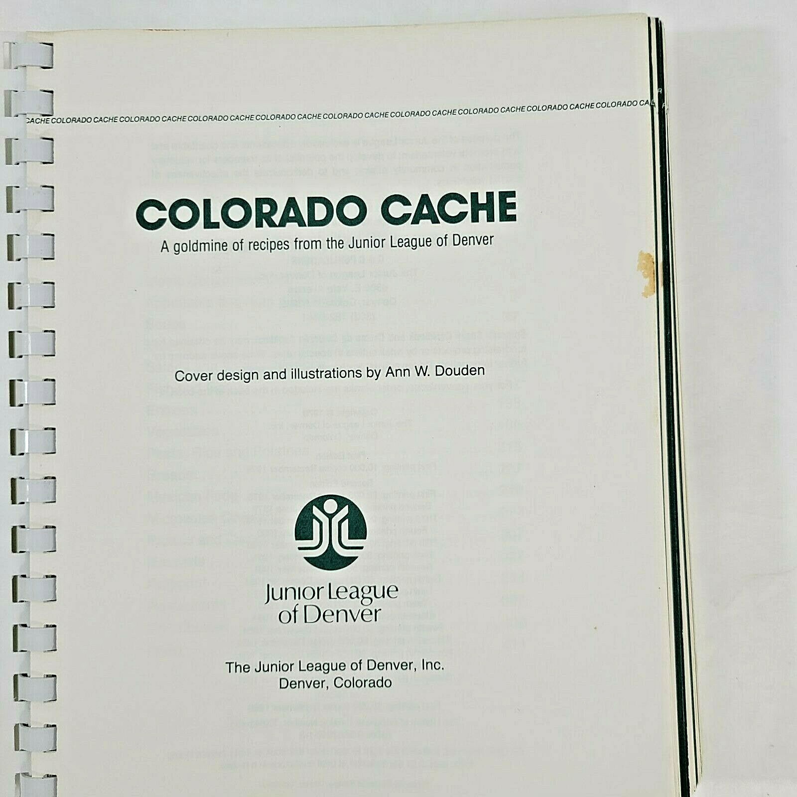 Vintage Colorado Cache Cookbook 430 pages Junior League Denver Recipes Spiral