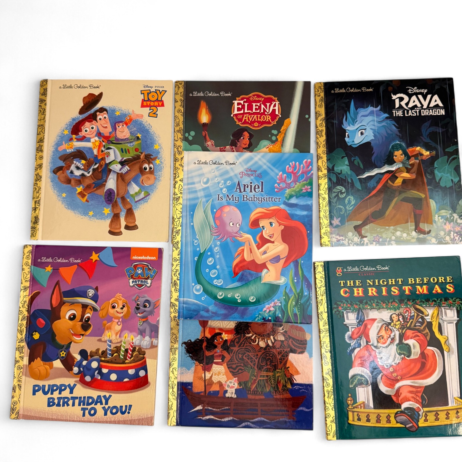 Disney Little Golden Book Lot Toy Story Ariel Elena Raya Moana Paw Patrol Lot 8