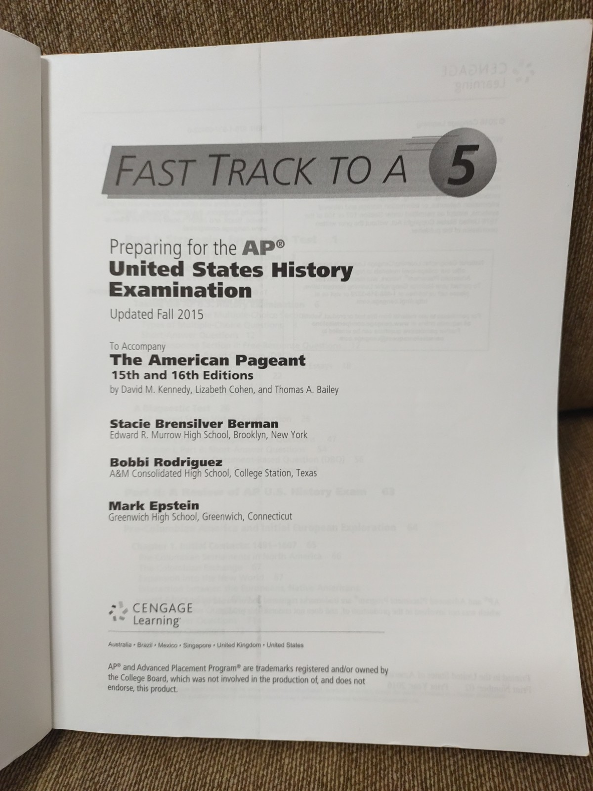 Fast Track to a 5, Preparing for the AP US History Examination 2016 Paperback