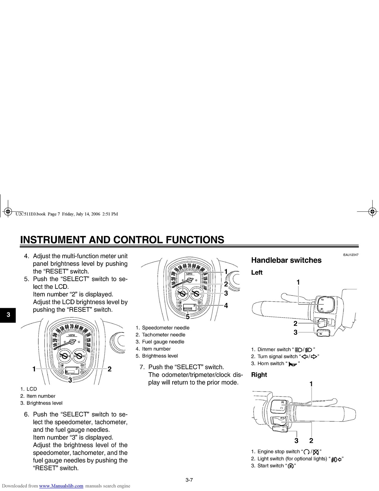 YAMAHA XV19CTSW XV19CTW XV19CTMW Stratoliner Owners Manual – WIRE BOUND – COVERS