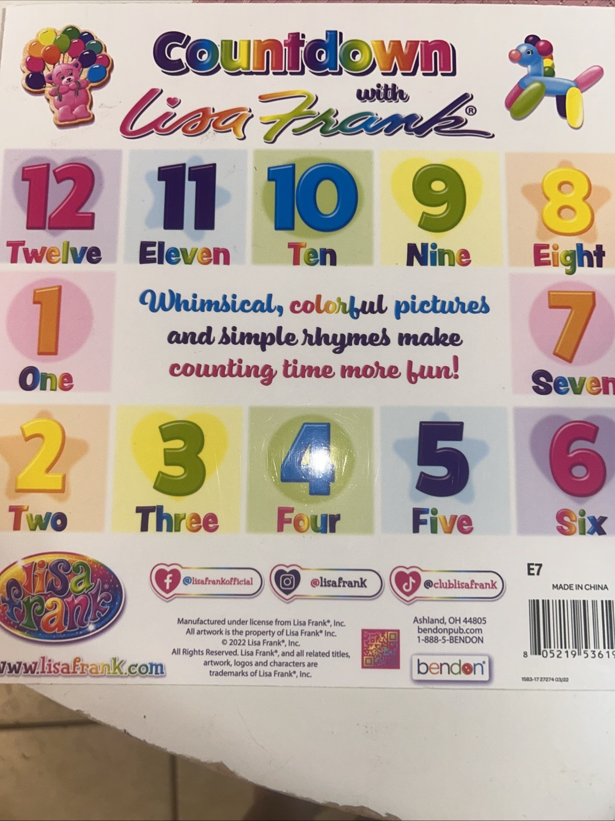 Countdown With Lisa Frank~Picture Book~Number Countdown~2022