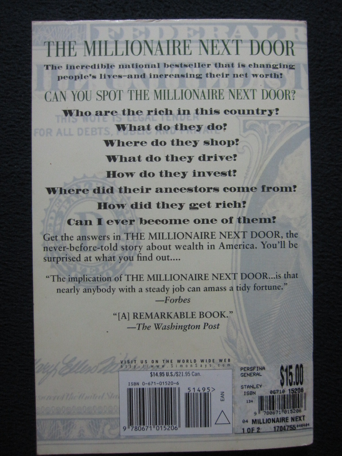 The Millionaire Next Door by Stanley, Thomas J. and Danko, William D.