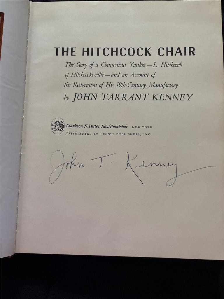 1971 1st HCDJ The Hitchcock Chair John Tarrant Kenney SIGNED & Museum Pamphlet