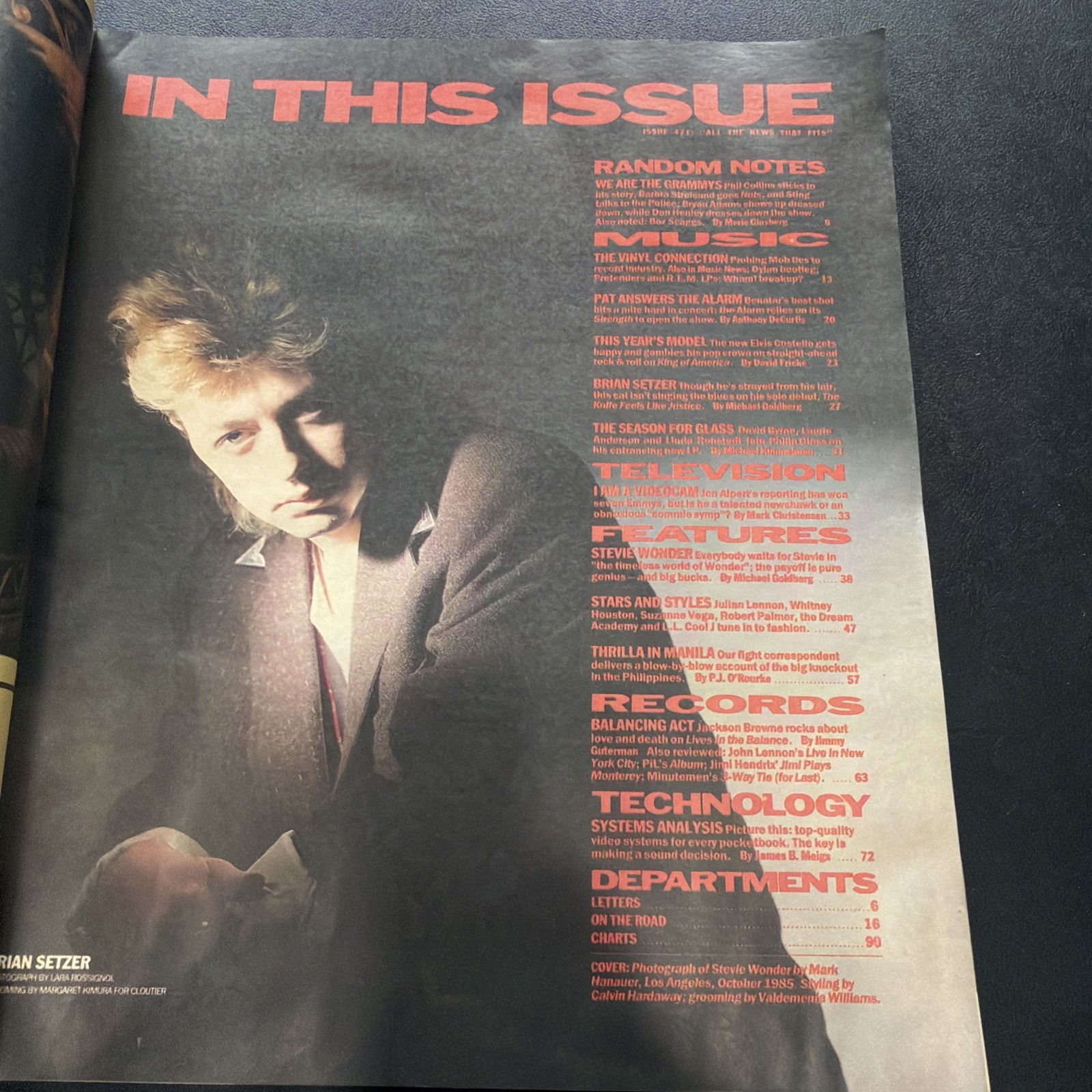 1986 ROLLING STONE MAGAZINE # 471 STEVIE WONDER