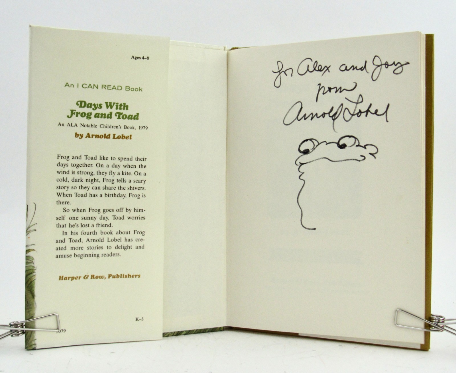 DAYS WITH FROG AND TOAD Arnold Lobel 1979 signed w/sketch HBDJ