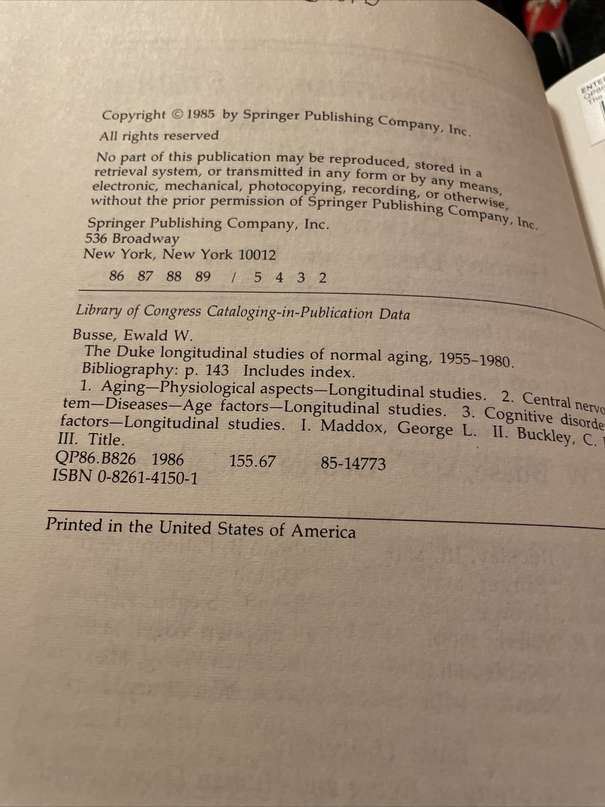 The Duke Longitudinal Studies Of Normal Aging 1955-1980: By Ewald W. Busse