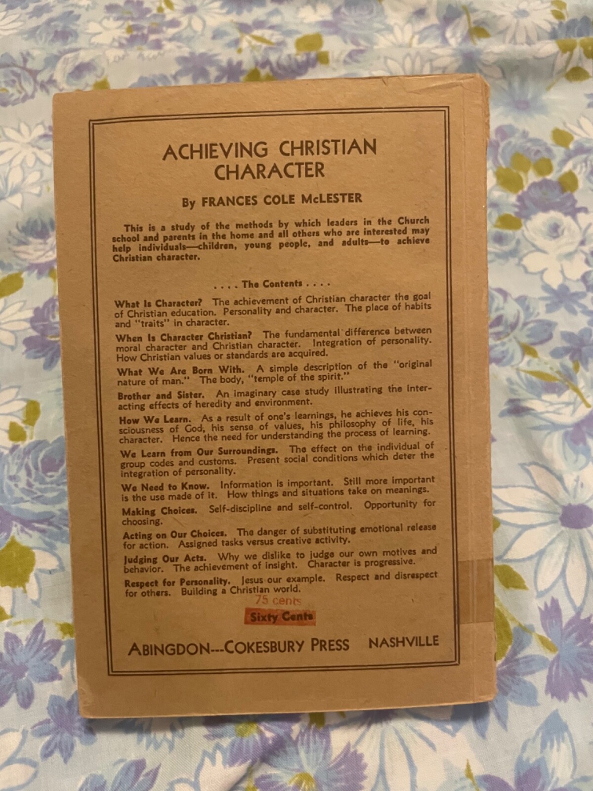 BOOK Frances Cole McLester ACHIEVING CHRISTIAN CHARACTER 1937 Abingdon Press