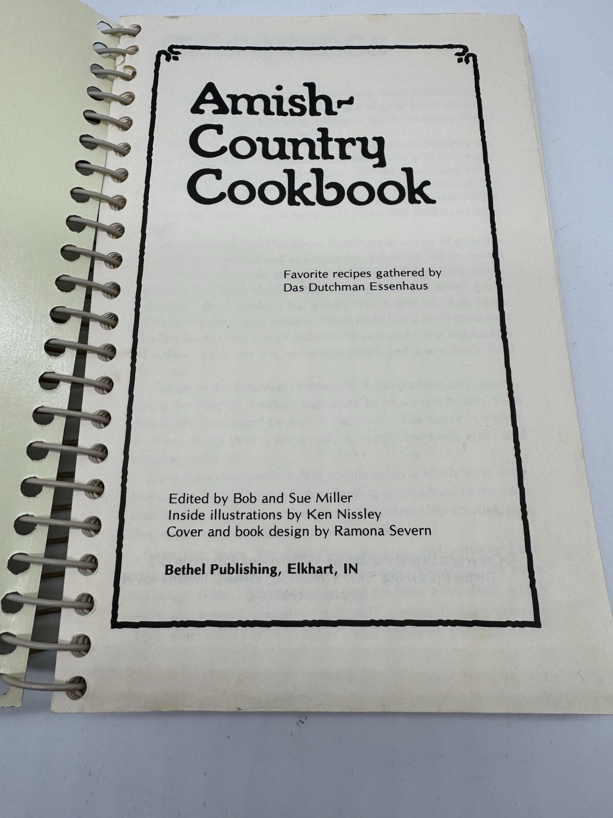 Amish-Country Cookbook Volume 1 Sue Miller 1979 Revised Edition Vintage Spiral