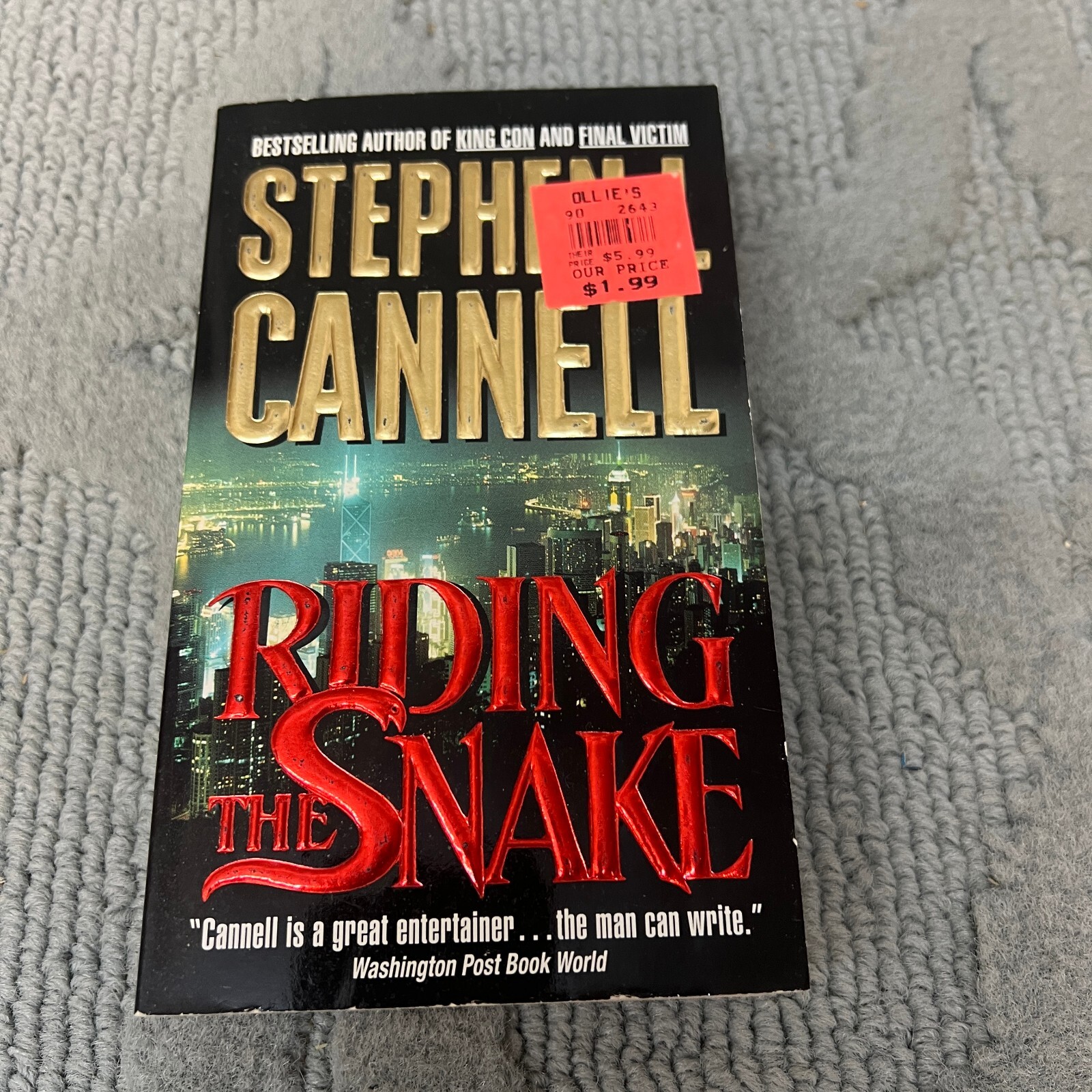 Riding The Snake Mystery Paperback Book by Stephen Cannell from Avon 1999