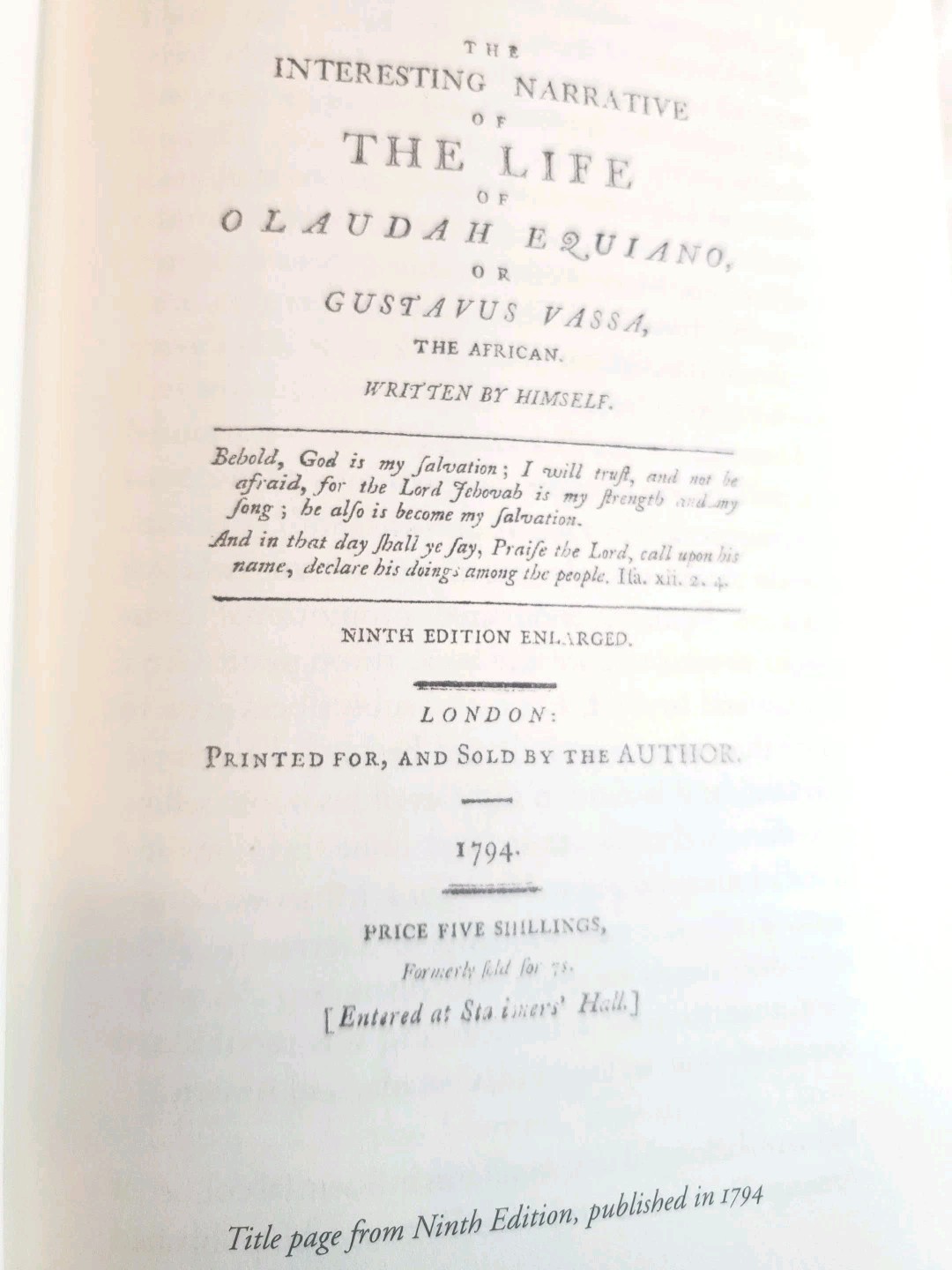 The Life of Olaudah Equiano, Written by Himself HC Illustrated Color Maps VG