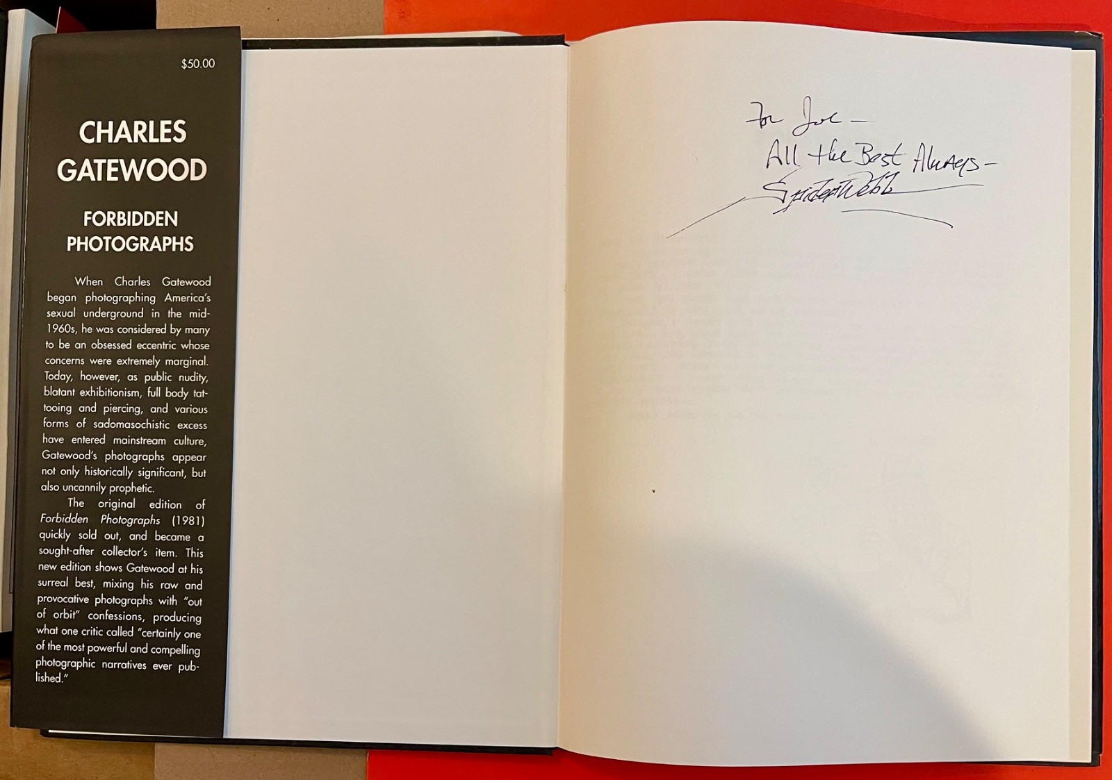 FORBIDDEN PHOTOGRAPHS- Signed By Gatewood & Spider Webb ’95 HC #533/2000 Copies!