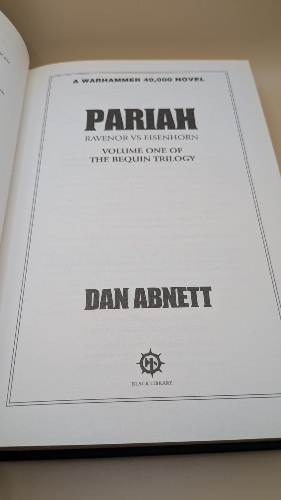 Pariah – Bequin Trilogy Novel – Dan Abnett – Warhammer 40k – Hardcover