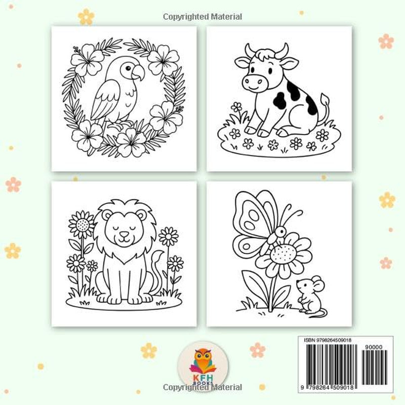 Bold and Easy Animals and Flowers: A Simple Coloring Book for Adults with 44 Fun
