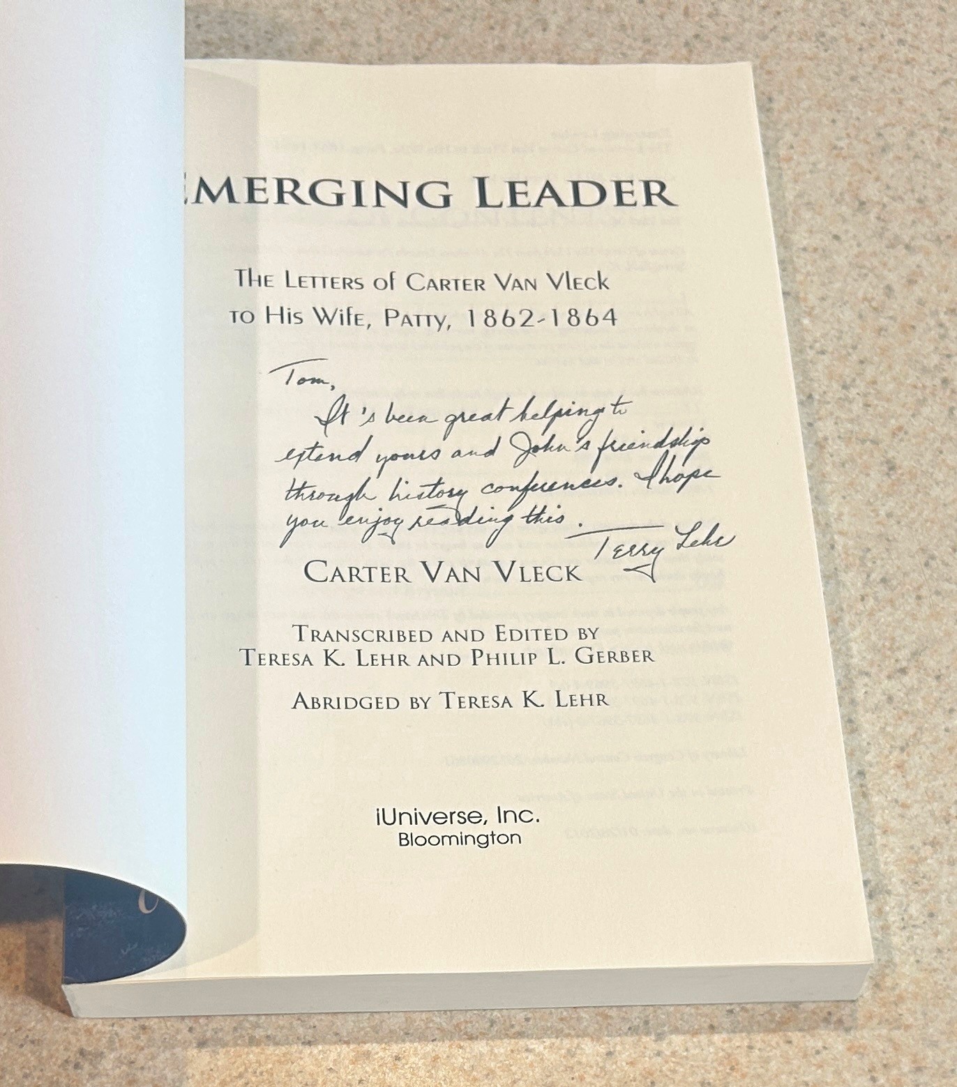 LEHR — Emerging Leader (Carter Van Vleck Civil War Letters) — 2012 SIGNED TPB