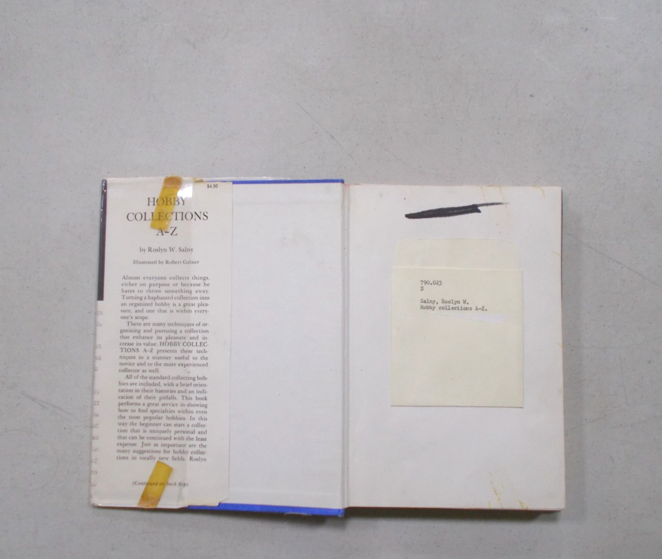 * HOBBY COLLECTIONS A-Z By ROSLYN W.SALNY 1965 Hardcover Dust Jacket Ex-library