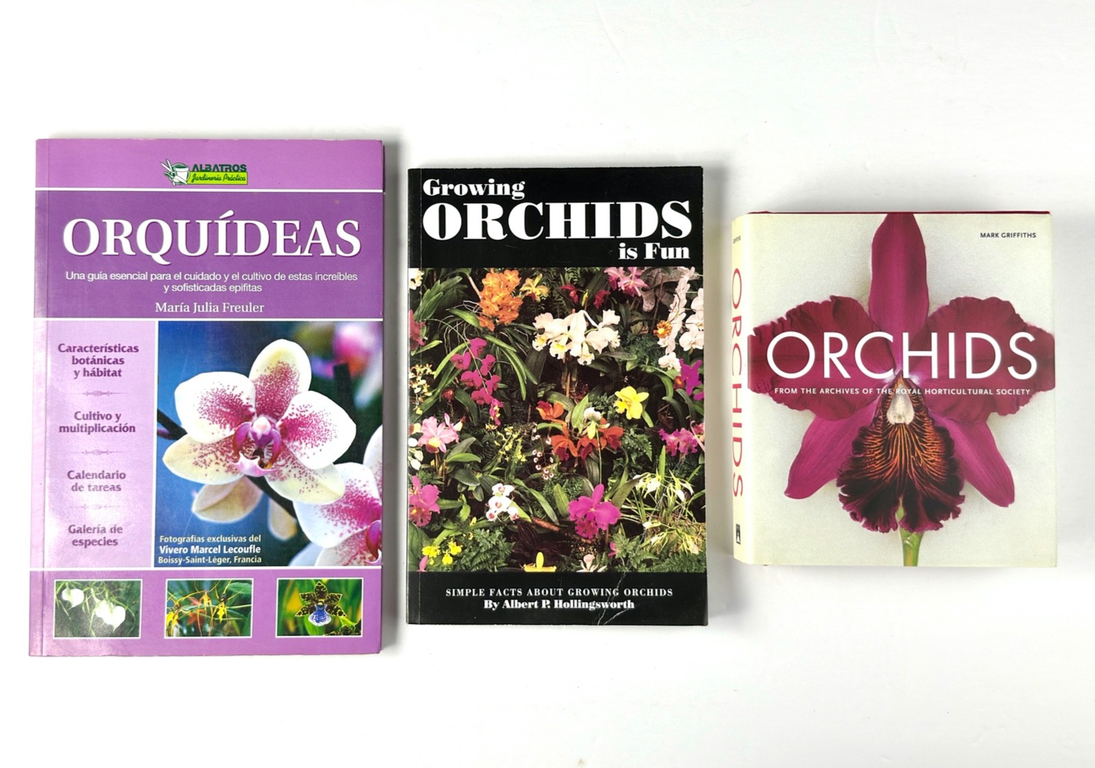 Lot of 3 Orchid Books Mark Griffiths (2005 HC) + Orquideas +Albert Hollingsworth