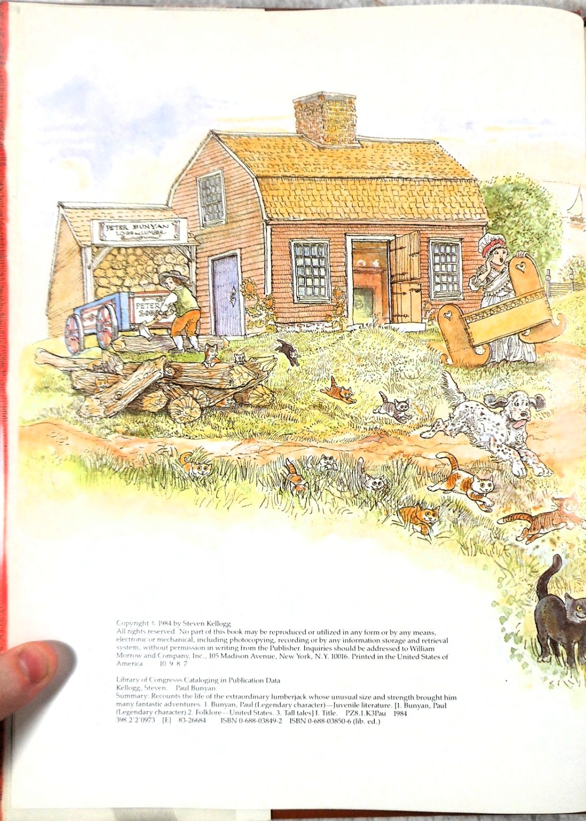 PAUL BUNYAN — Steven Kellogg — Signed & Dated w/ Drawing • Ex‑Library HC/DJ