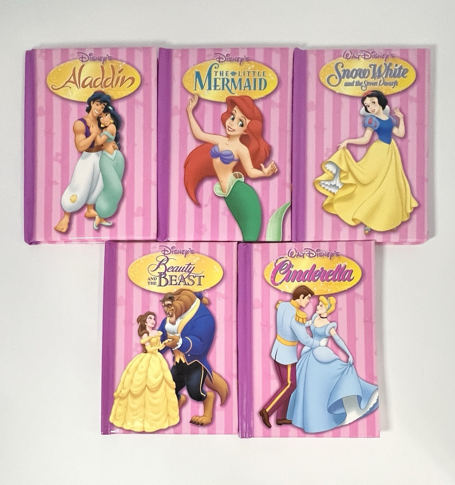 5 Disney Press Books Little Mermaid Snow White Aladdin 2002 Small Hardcover