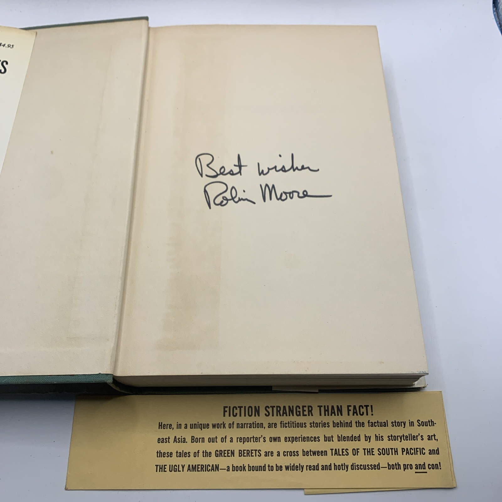 SIGNED THE GREEN BERETS-U.S. Army Special Forces-ROBIN MOORE 1965 1st/4th HC/DJ
