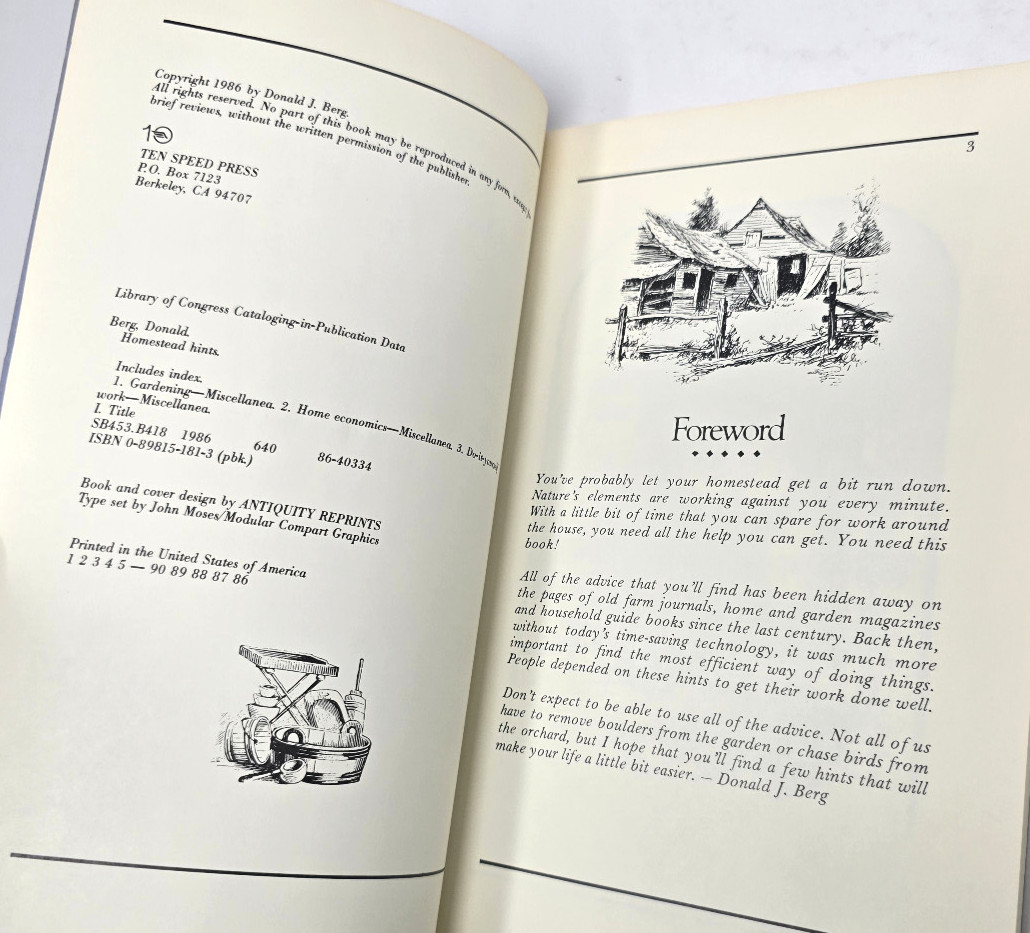 Homestead Hints – A Compendium of Useful Information From the Past – 1986, Berg