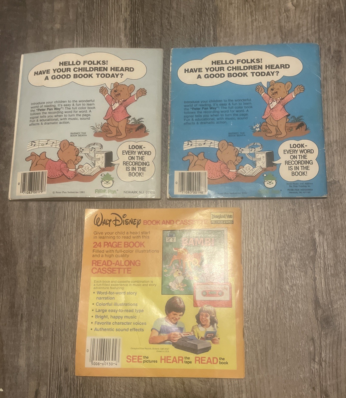 3 Vtg. Books & 2 Record 45 RPM Wizard Of OZ & Huckleberry Hound