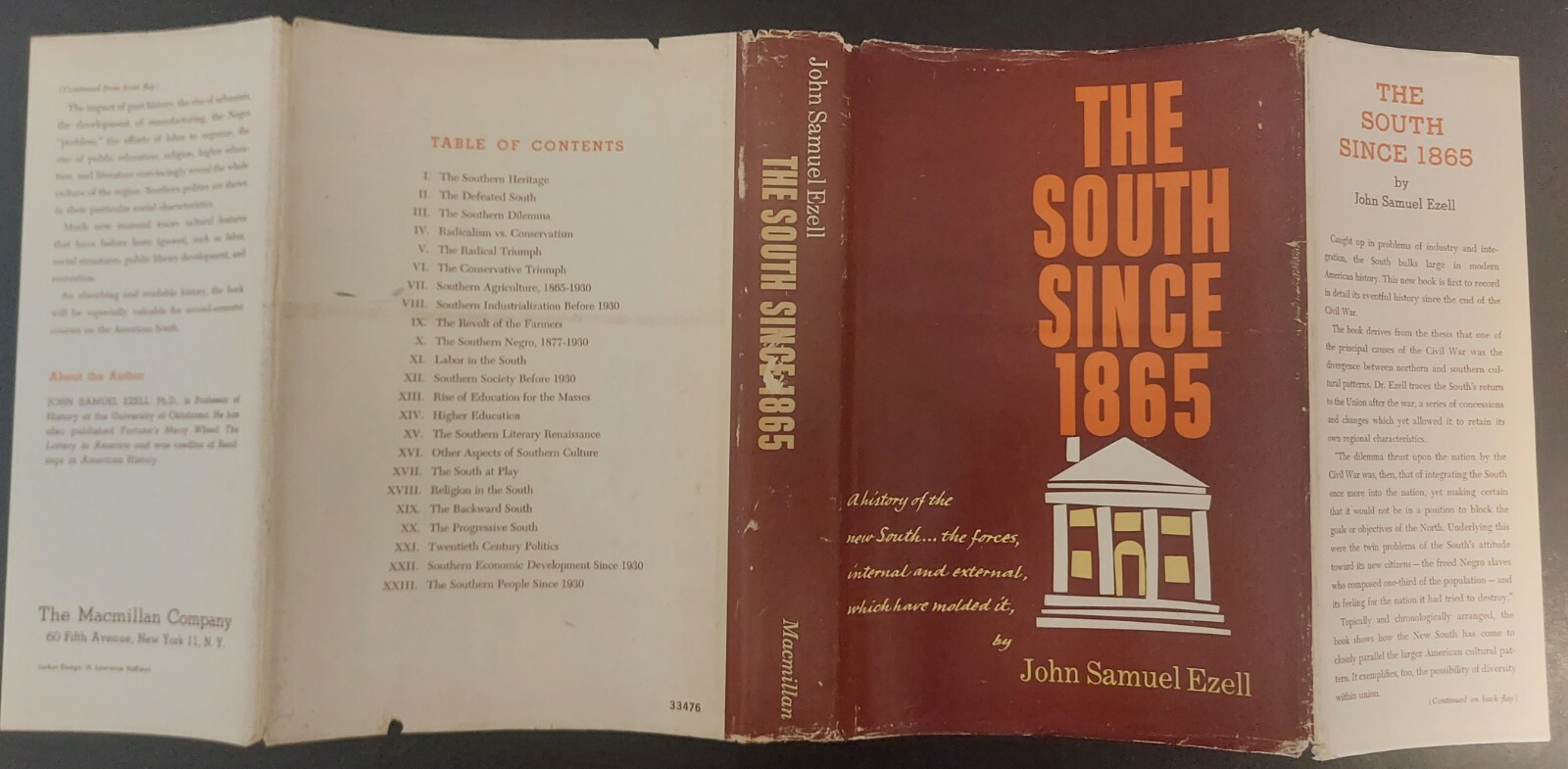 Vintage 1964 “The South Since 1865” John S Ezell HC/DJ First Edition/2nd Printng