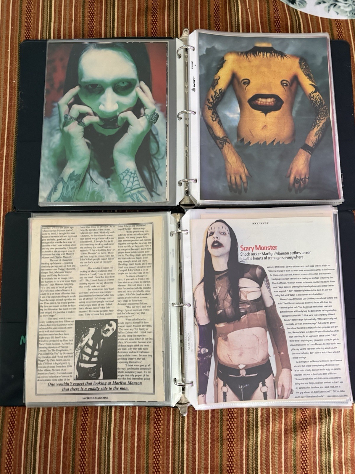 Marilyn Manson Lot Of 2 Binders Full Of 95-97 Magazine Articles 125 Pages
