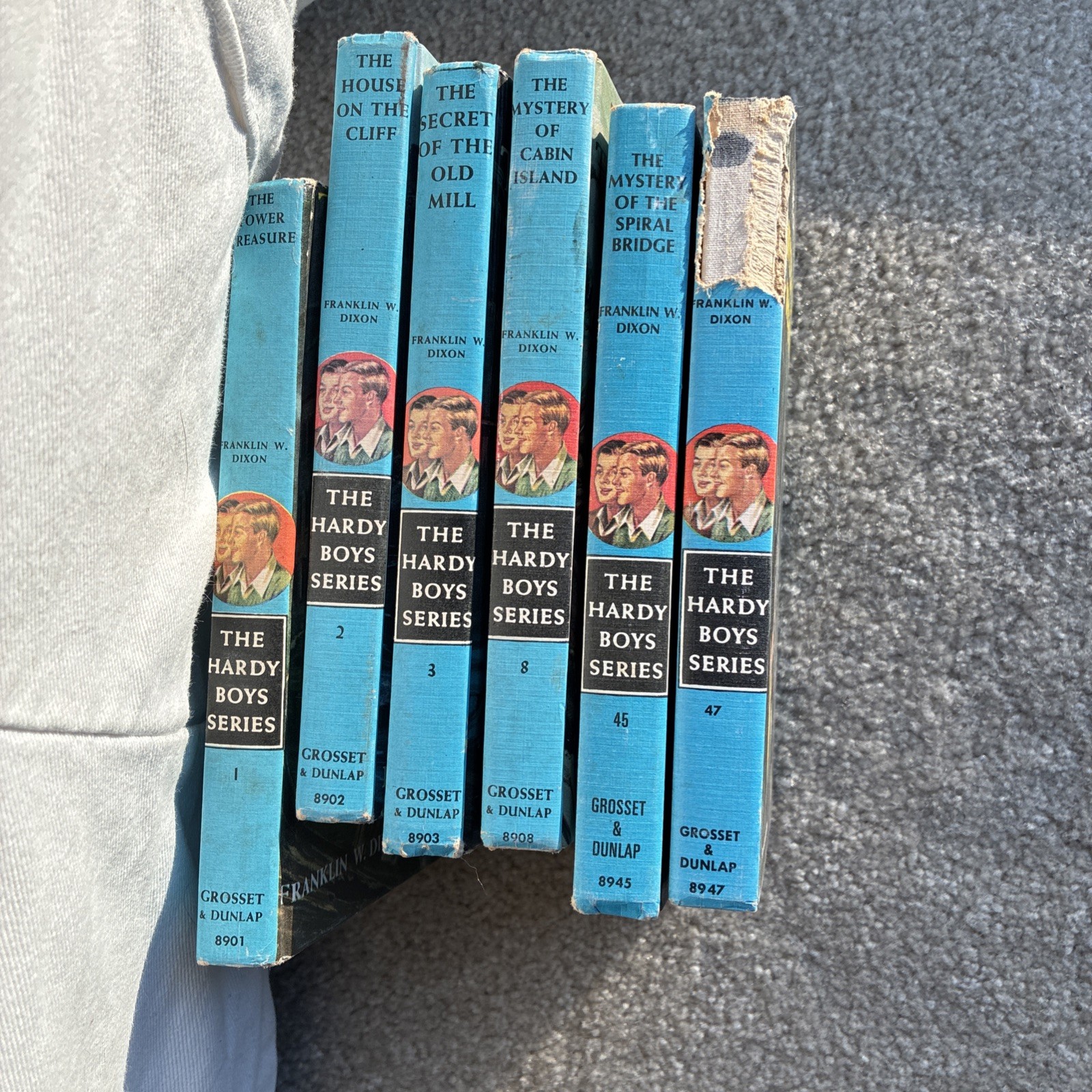 Hardy Boys Books Lot of 8 Vtg Blue Matte 1 2 3 8 45 47 – Good Condition