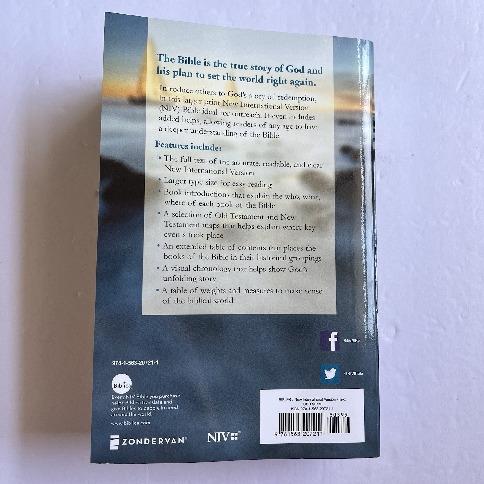 New International Version NIV Holy Bible Larger Print Paperback Book Zondervan