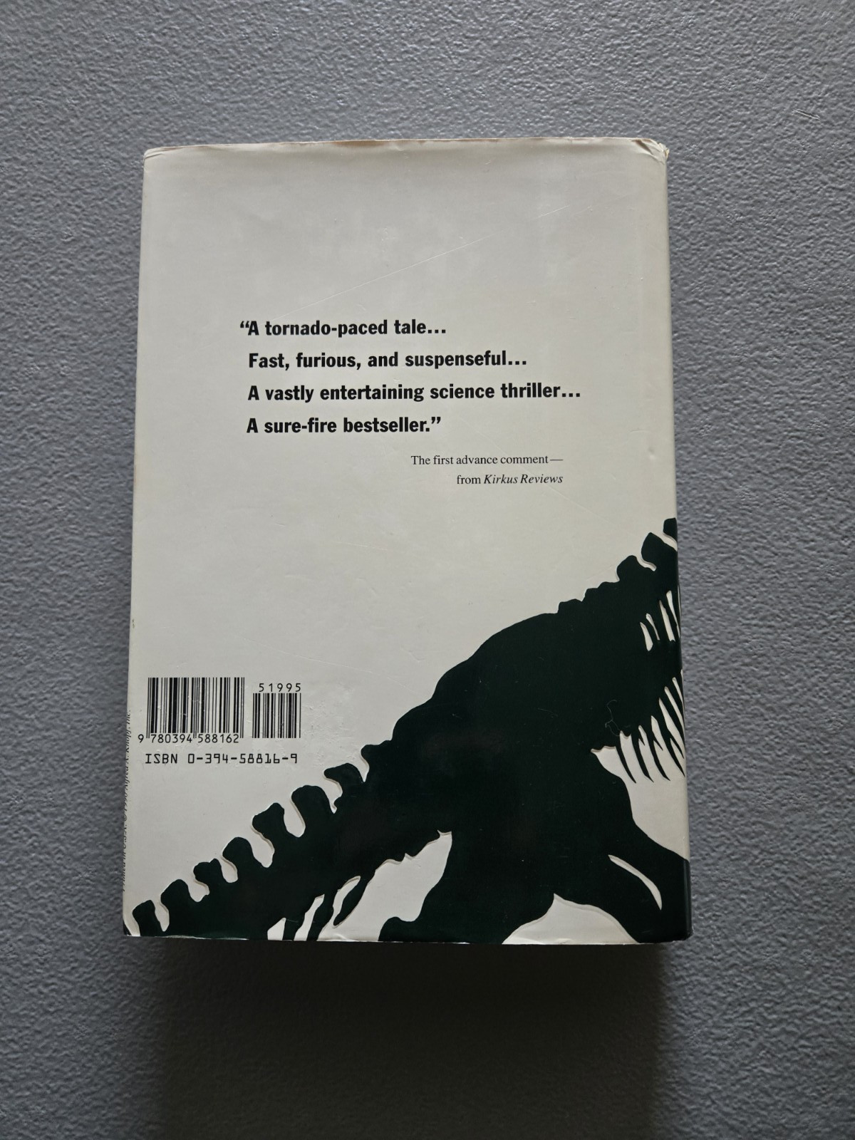 Jurassic Park by Michael Crichton – First Trade Edtion, First Print 1990 HCDJ