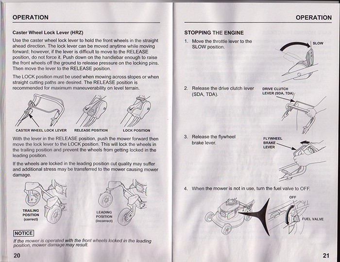 HONDA HARMONY II MOWER OWNER’S MANUAL – 68 detail pages all you need to know …