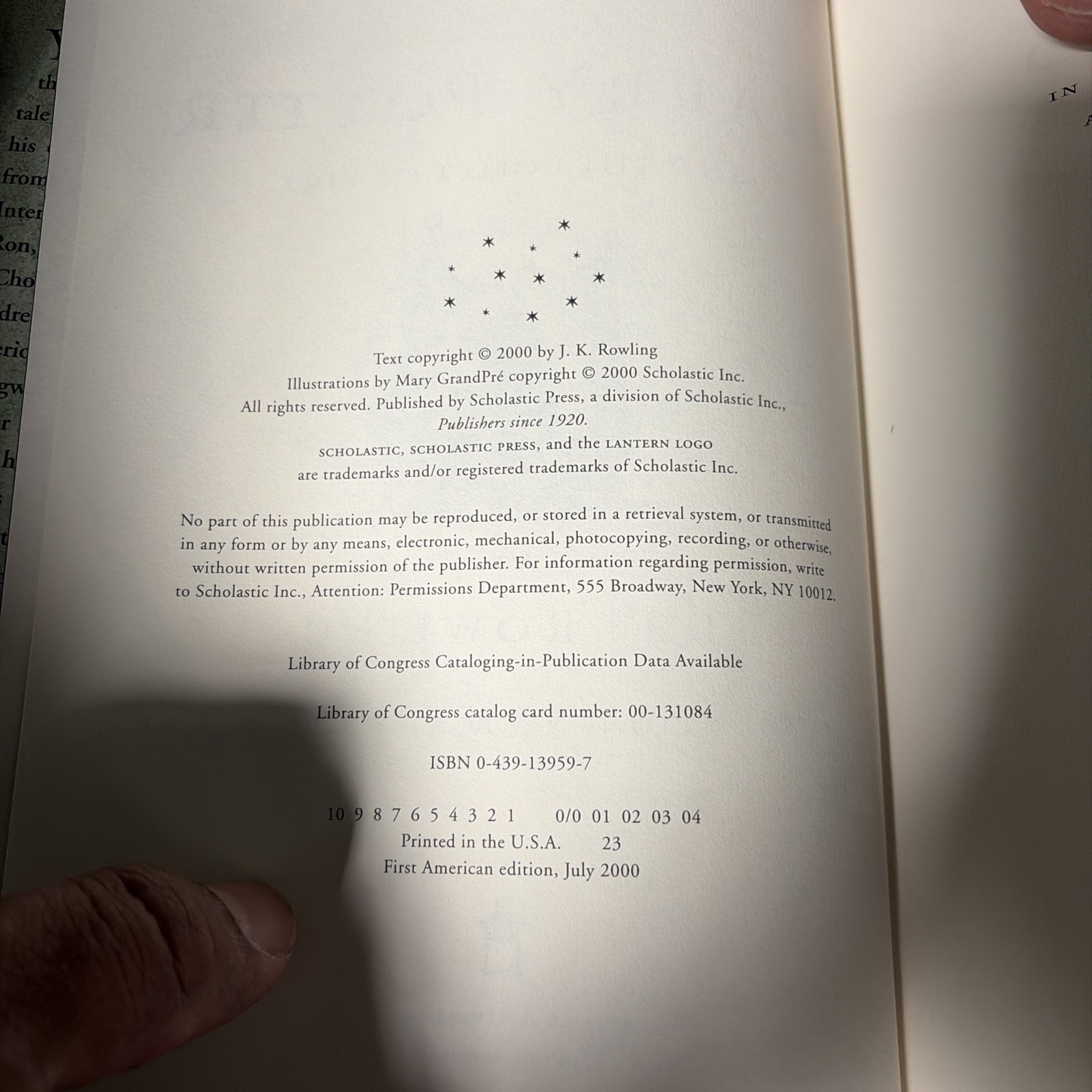 Harry Potter Goblet of Fire True 1st Edition 1st Print Errors Pg 291 & 667 RARE