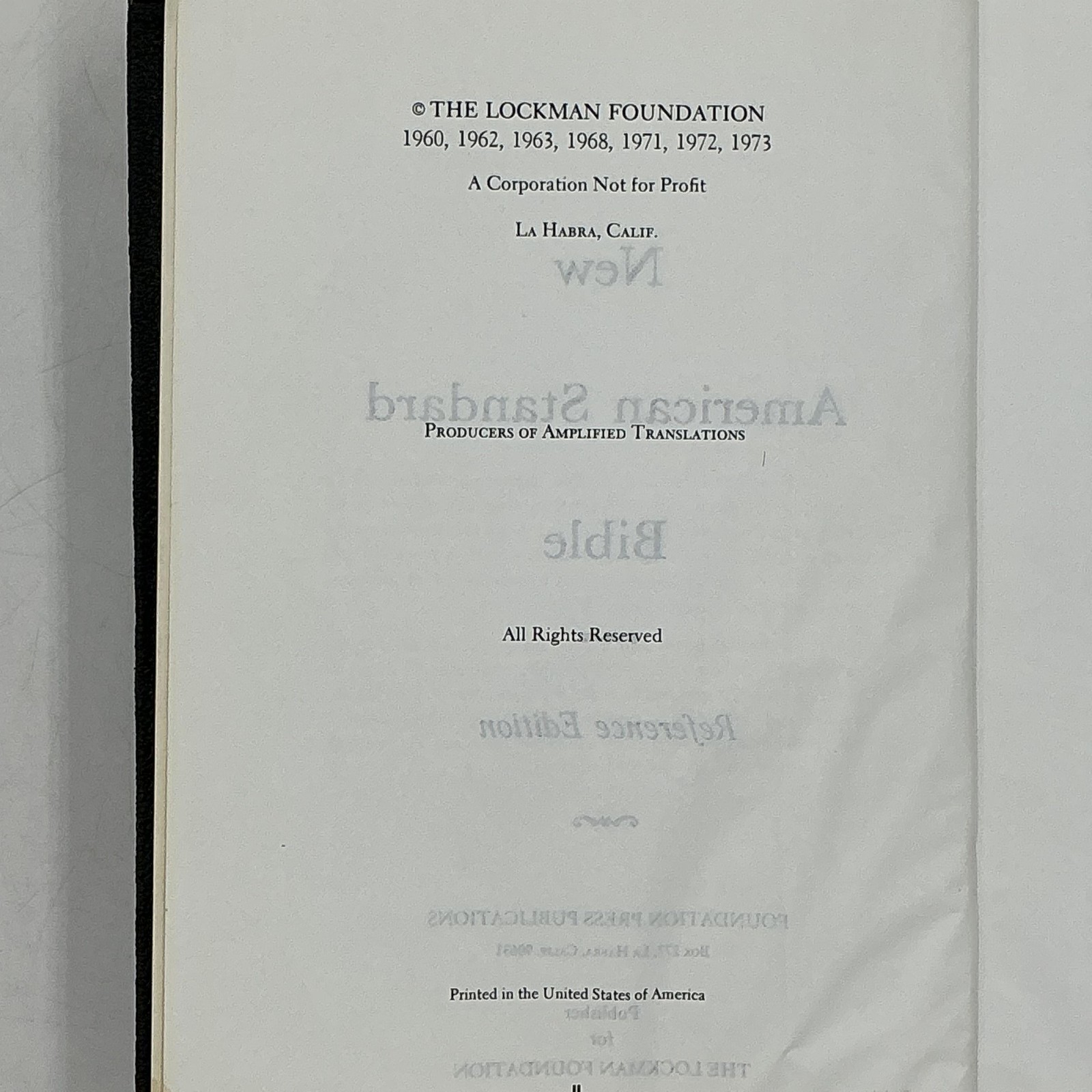 New American Standard Bible Reference Edition Lockman 1973 Morocco Leather