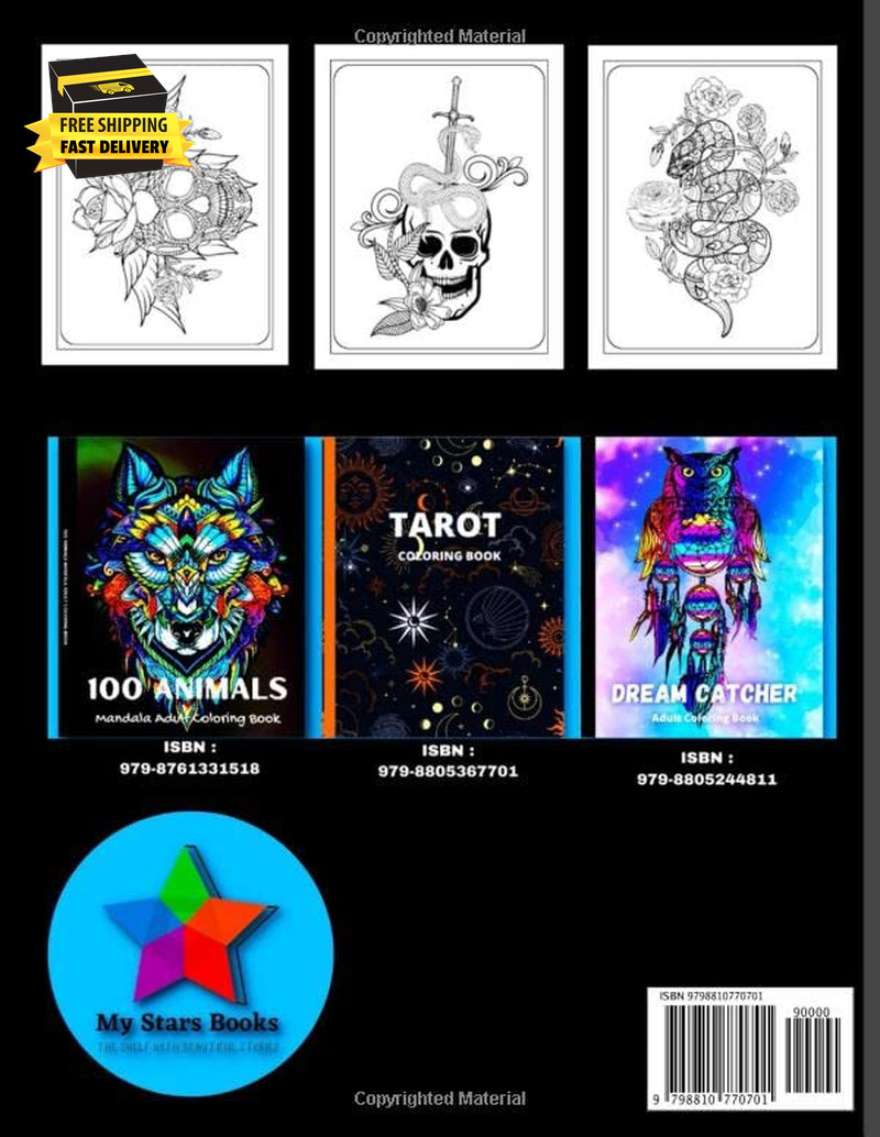Tattoo Coloring Book: a Tattoo Coloring Book for Adults with Skulls, Animals, Fl
