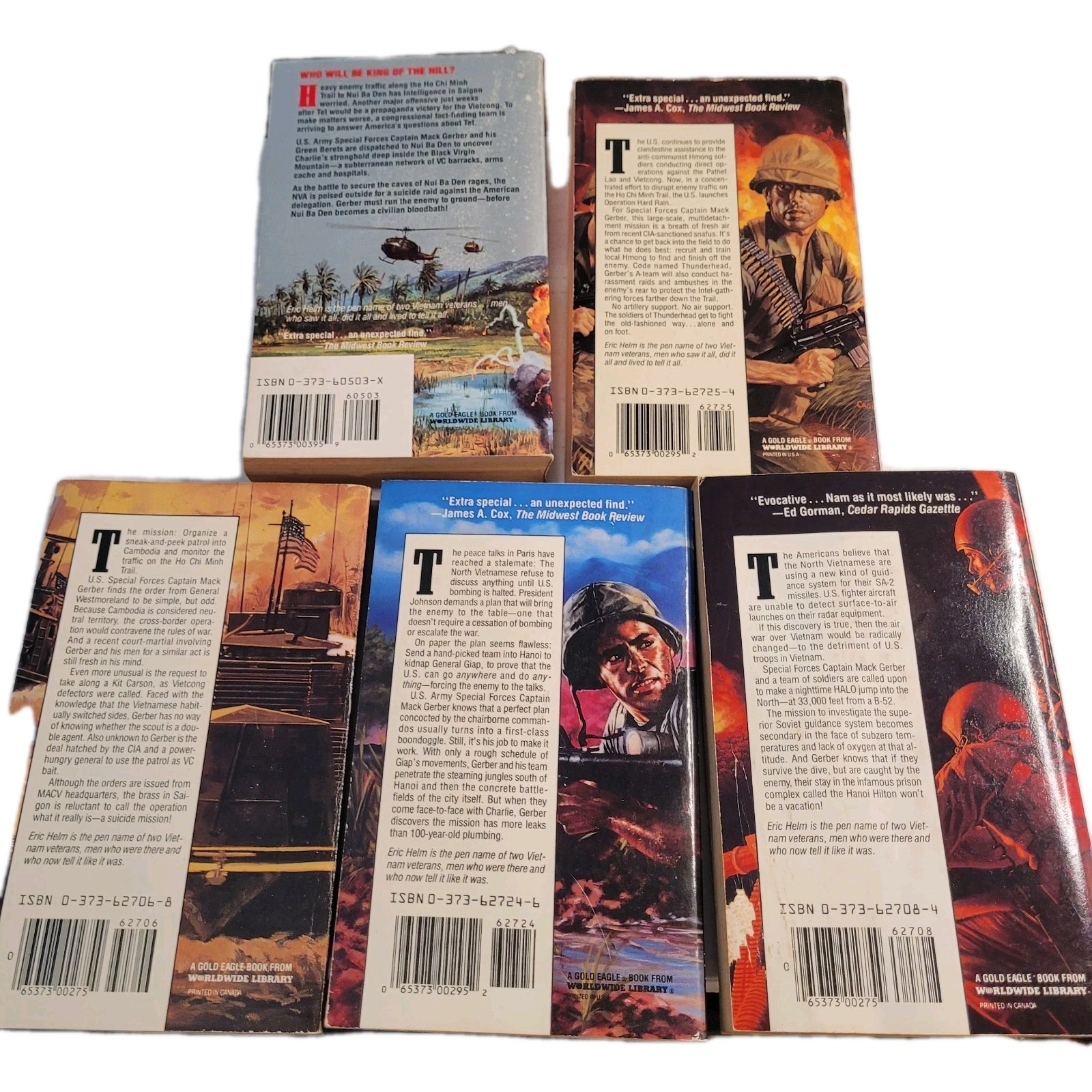 Lot Of 5 Paperback Military Books Novels By Eric Helm- Vietnam Ground Zero