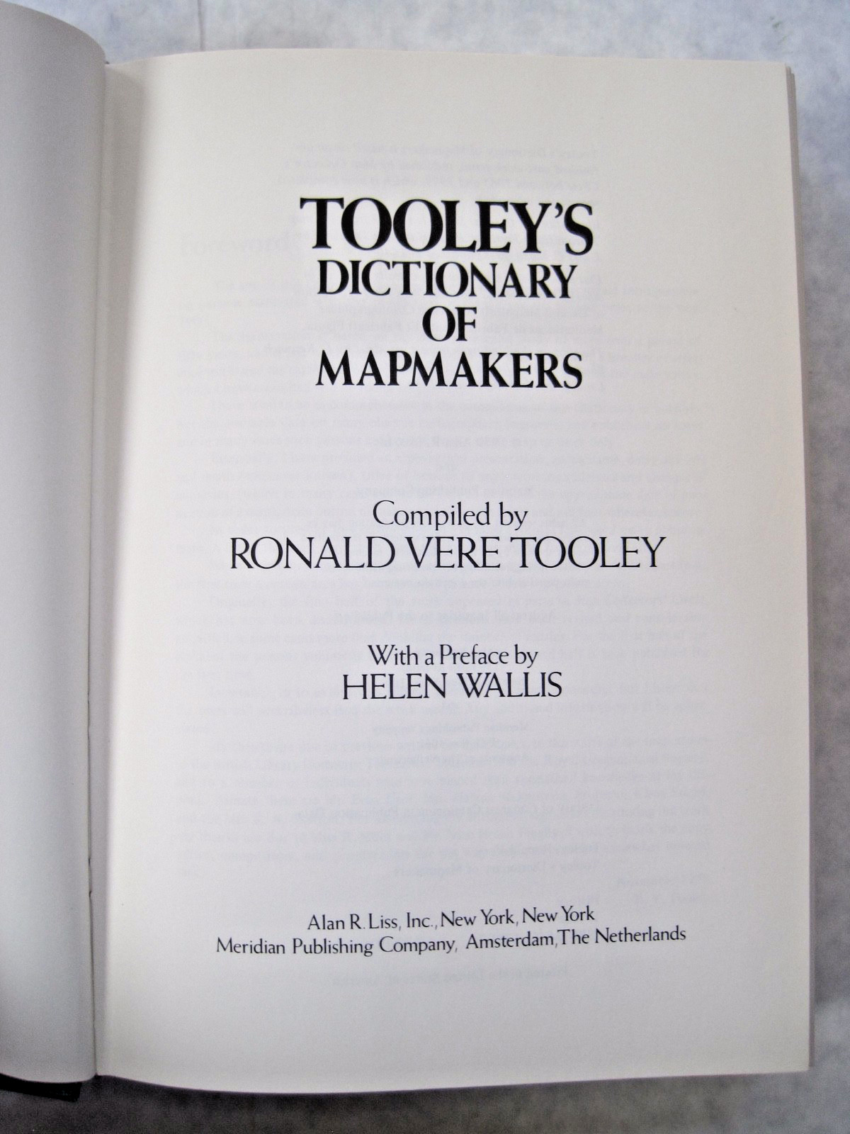 Tooley’s Dictionary of Mapmakers by R.V. Tooley