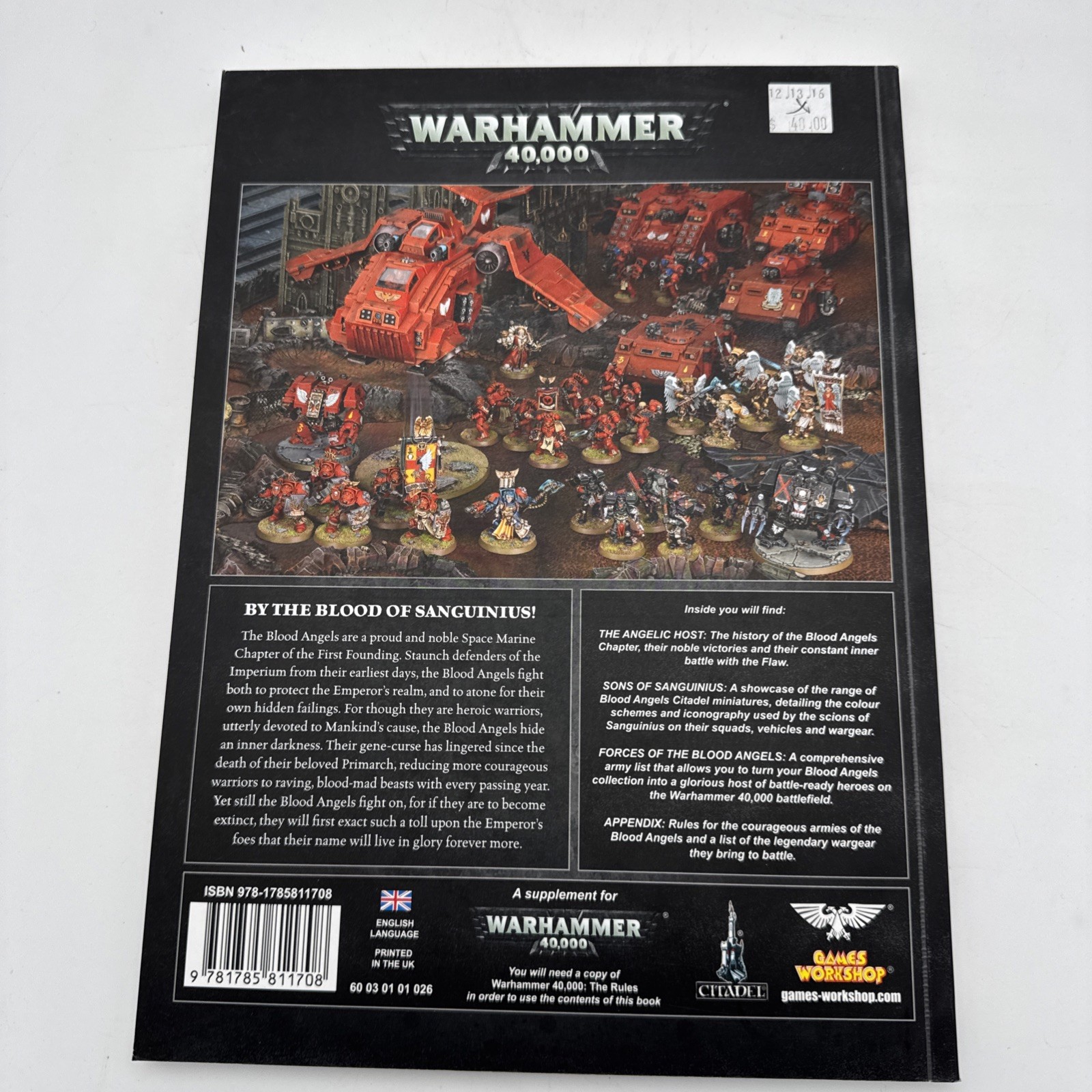 Blood Angels Codex Adeptus Astartes 2014 Warhammer Unread —Fast Free Shipping!