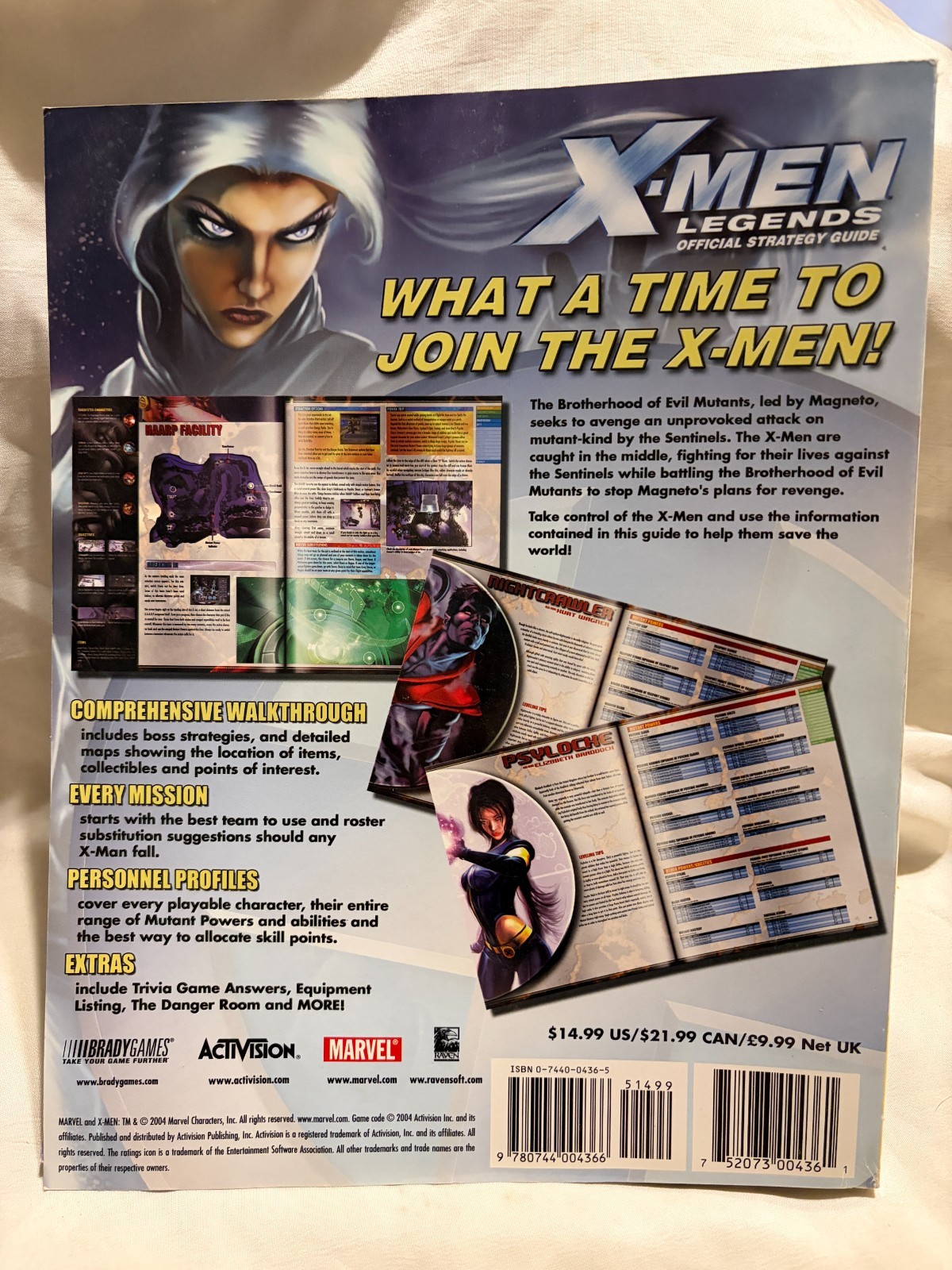 X-Men Legends Official Strategy Guide Book Bradygames Secrets Activision