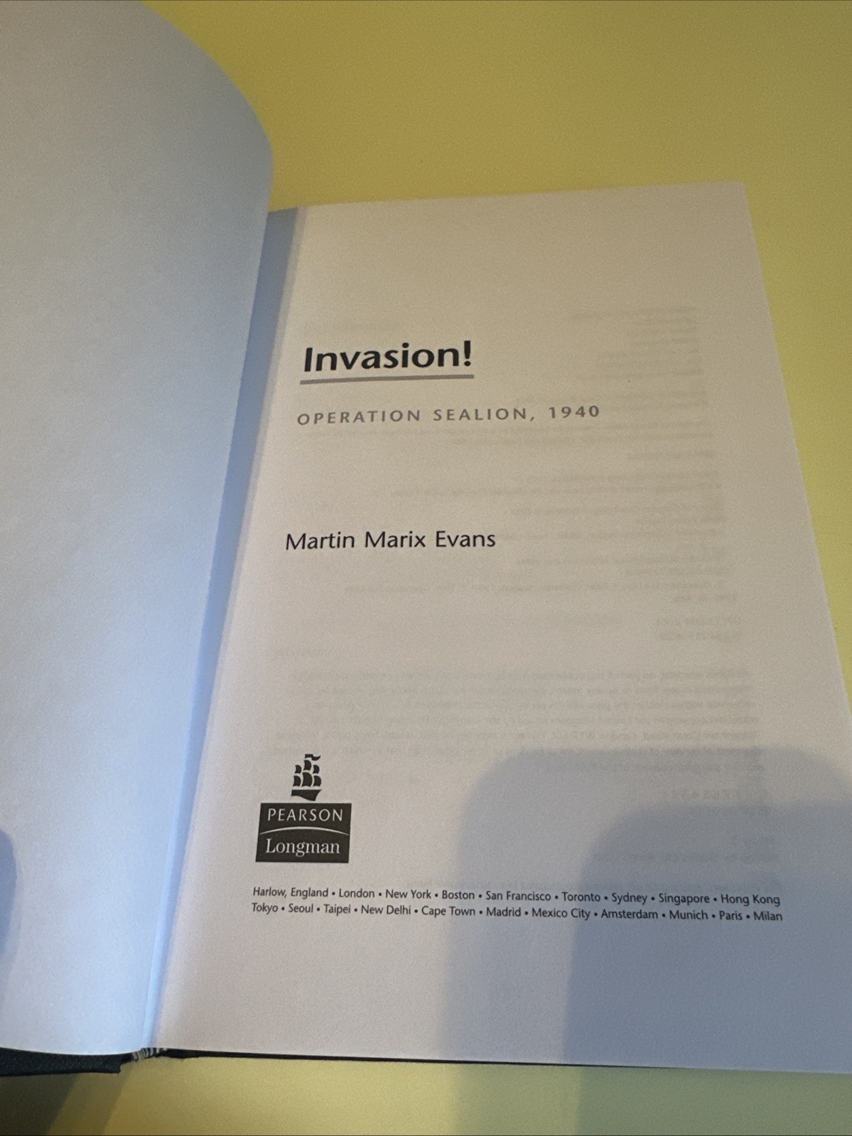 PEARSON EDUCATION LIMITED FIRST EDITION INVASION OPERATION SEALION 1940 WAR BOOK