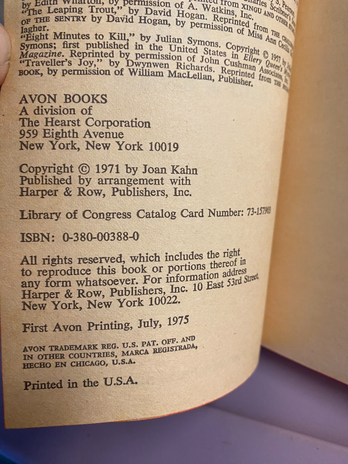 SOME THINGS FIERCE AND FATAL Joan Kahn 1975 Avon 1st PB Skull Vintage Horror