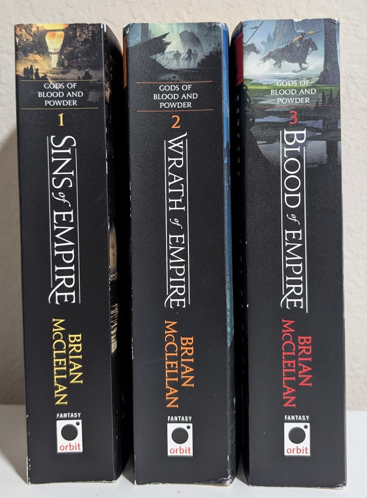 Brian McClellan = GODS OF BLOOD AND POWER = 3 softcovers – Blood + Wrath + Sins