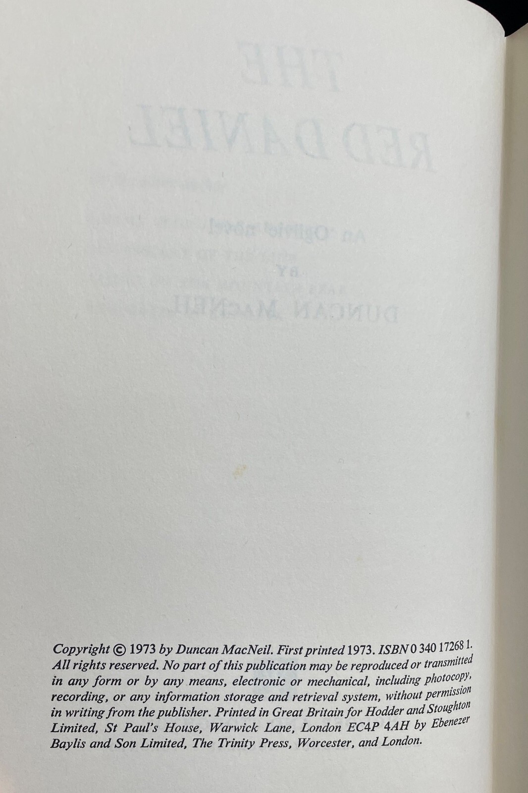 THE RED DANIEL Duncan MacNeil 1st Ed Hardcover An Ian Ogilvie Adventure