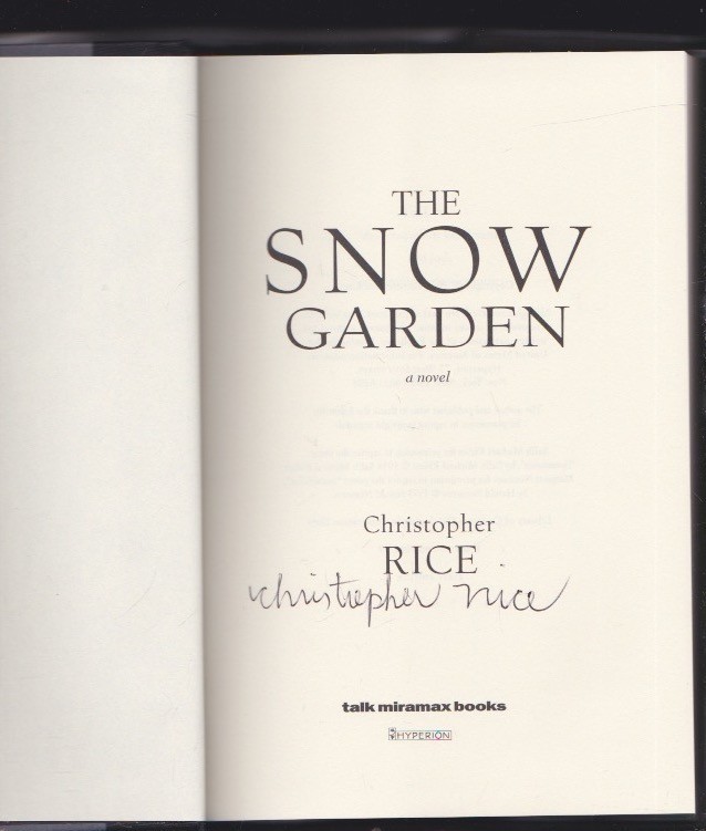 The Snow Garden: A Novel by Christopher Hardcover 1st Ed. SIGNED COPY VG