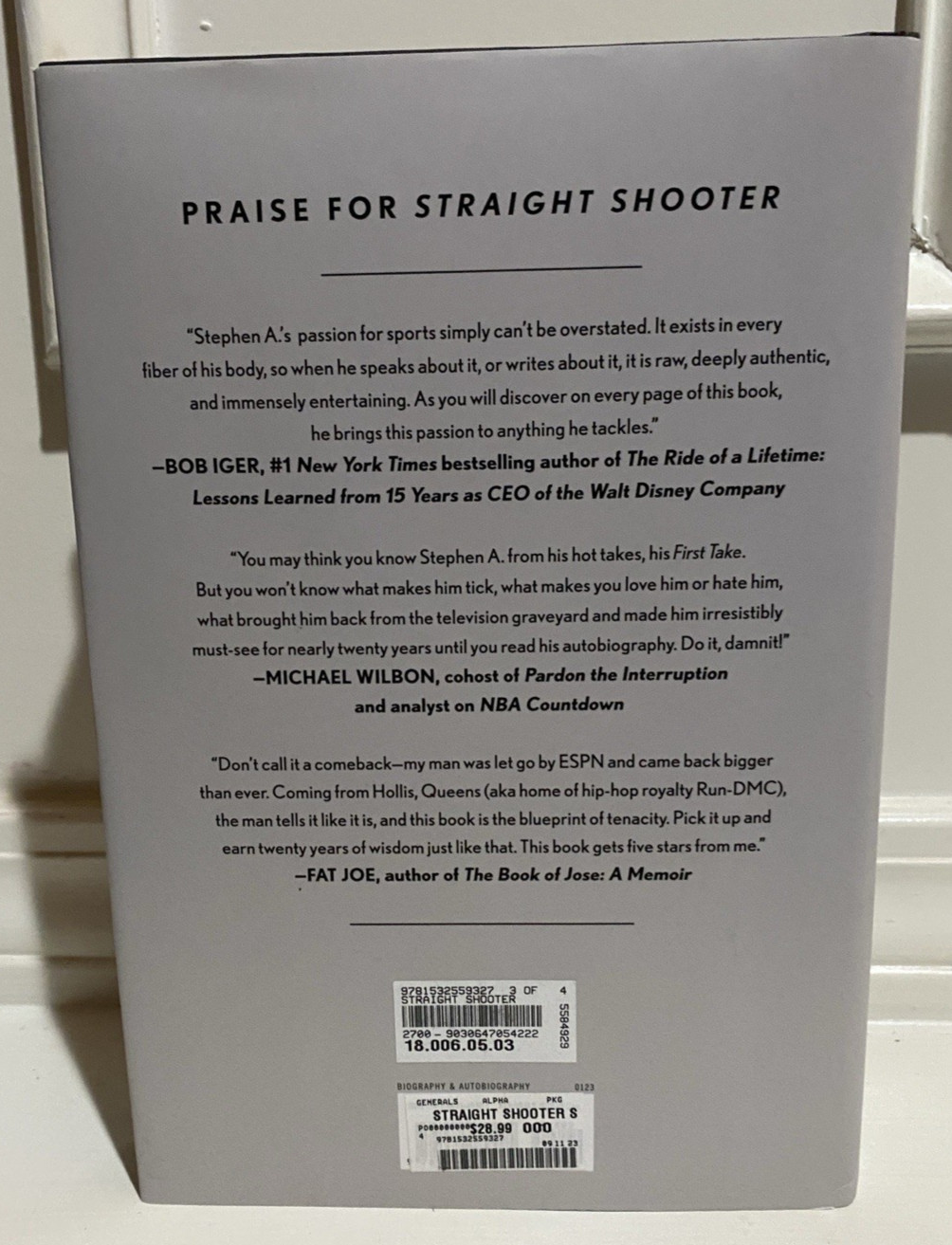 SIGNED Stephen A. Smith Straight Shooter 1st Edition 1st Printing HC Book COA