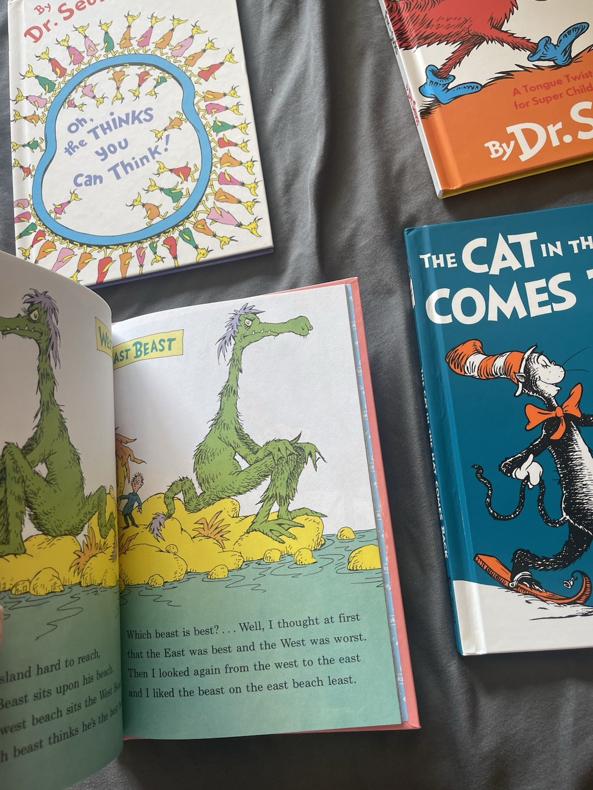 Four Dr Suess Book Club Edition Hardcover Books Including The Cat in the Hat-A7